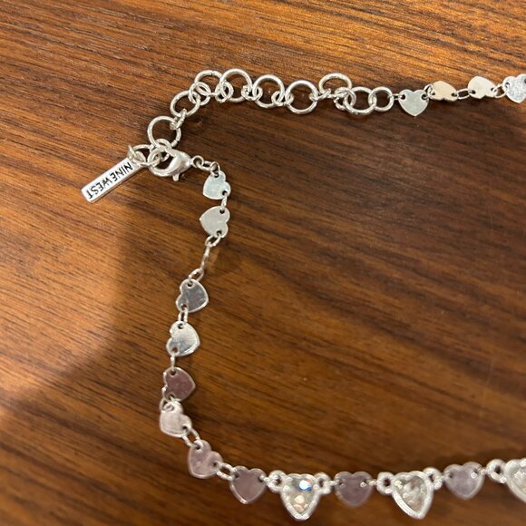 Silver Infinity Love Necklace. Nine West 13" Diamond Heart Choker - Picture 10 of 10
